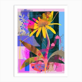 Daisy 3 Neon Flower Collage Art Print