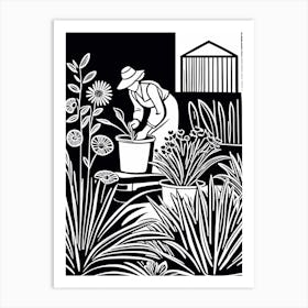 Just a girl who loves Gardening, Lion cut inspired Black and white Stylized portrait of a woman Gardening, 231 Art Print