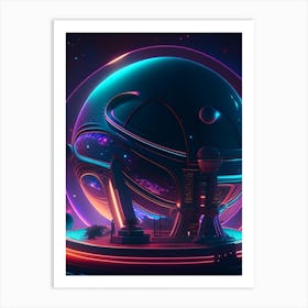 Planetarium Neon Nights Space Art Print