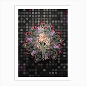 Vintage Heather Briar Root Bruyere Flower Wreath on Dot Bokeh Pattern n.0376 Art Print