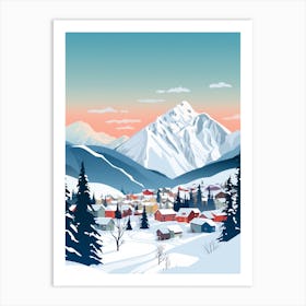 Retro Winter Illustration Banff Canada 2 Art Print