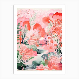 Kenrokuen Gardens Abstract Riso Style 3 Art Print