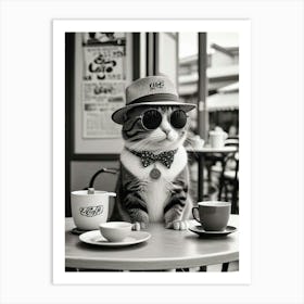 Cat Cafe Por Favor Funny Illustration Kids Kitchen Gift Art Print (2) Art Print