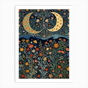 William Morris Moon And Flowers 2 Art Print