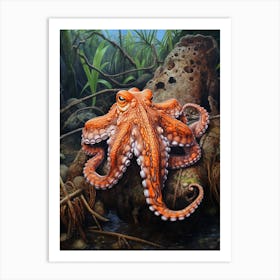 Coconut Octopus Illustration 10 Art Print