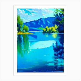 Crystal Clear Blue Lake Landscapes Waterscape Impressionism 2 Art Print