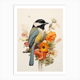 Bird With A Flower Crown Carolina Chickadee 1 Art Print