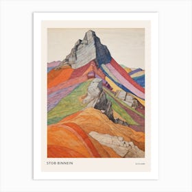 Stob Binnein Scotland 1 Colourful Mountain Illustration Poster Art Print