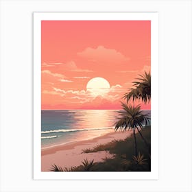Illustration Of Gulf Shores Beach Alabama In Pink Tones 2 Art Print