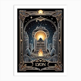 Lyon, France, Tarot Card Travel  Line Art 4 Art Print