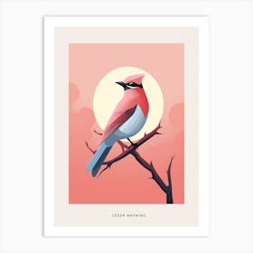 Minimalist Cedar Waxwing 4 Bird Poster Art Print