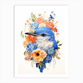 Bird With A Flower Crown Eastern Bluebird 2 Art Print