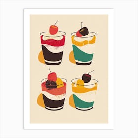 Retro Trifle Illustration Beige Background 2 Art Print