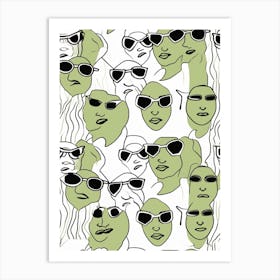 Abstract Face With Glasses Line Drawing 4 Art Print