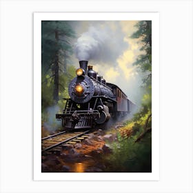 Steam Train In The Woods Art Print