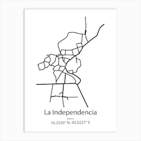 La Independencia,Mexico Minimalist Map Art Print