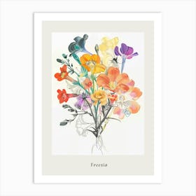 Freesia 2 Collage Flower Bouquet Poster Art Print