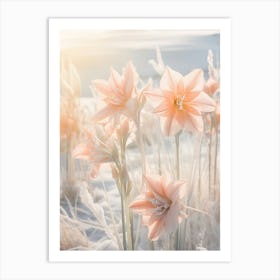 Frosty Botanical Amaryllis 2 Art Print