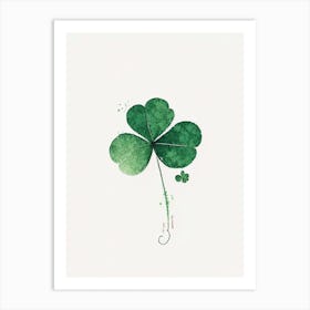 Four Leaf Clover Symbol Minimal Watercolour Art Print