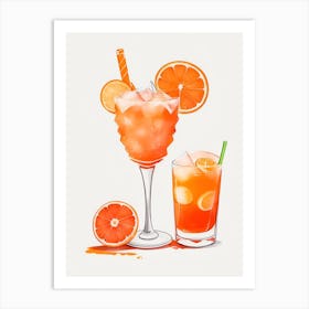 Aperol With Ice And Orange Watercolor Vertical Composition 24 Art Print