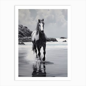 A Horse Oil Painting In Praia Do Camilo, Portugal, Portrait 3 Art Print