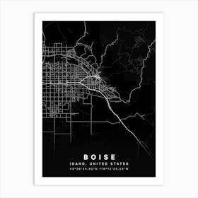 Boise Idaho USA Black Map Art Print