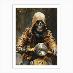 Skull On A Motorcycle Art Print