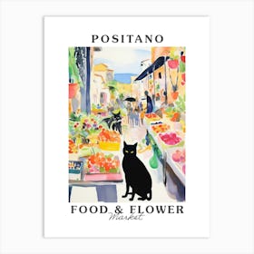 Food Market With Cats In Positano 3 Poster Art Print