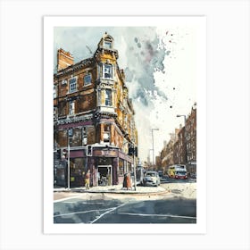 Croydon London Borough   Street Watercolour 1 Art Print