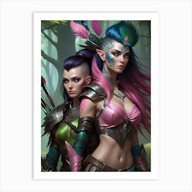 Female warrior couple Art Print