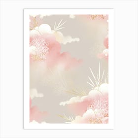 Pink Clouds Seamless Pattern Art Print