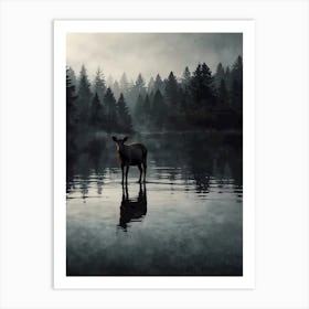 Elk Standing In Water Art Print