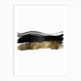 Gold And Black Brush Strokes 47 Art Print