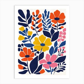 Bohemian Blooms Mid Century Modern Floral Art Print