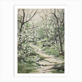 Grenn And White Trees In The Woods Painting 4 Art Print