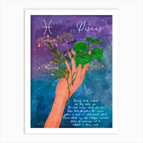 Pisces Healing Herbs Art Print