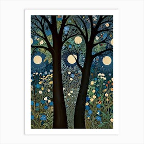 William Morris Moonlight Trees 1 Art Print