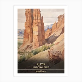 Altyn National Park Kazakhstan Watercolour 3 Art Print