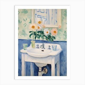 Bathroom Vanity Painting With A Daisy Bouquet 4 Art Print