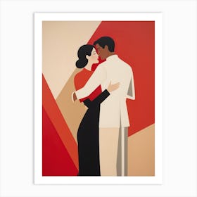 'The Dance' Abstract red and beige Art Art Print