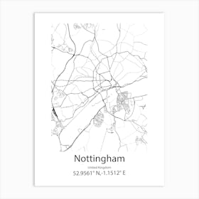 Nottingham,United Kingdom Minimalist Map Poster