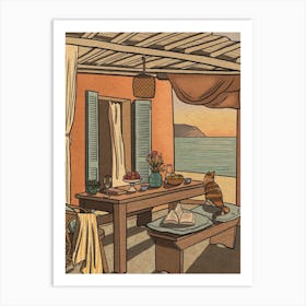 Sunset Beach House Art Print