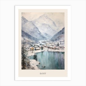 Vintage Winter Painting Poster Banff Canada 3 Art Print