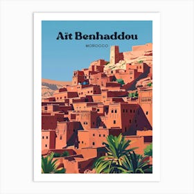 Ait Benhaddou Morocco Village Travel Illustration Art Print