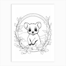 Line Art Jungle Animal Kinkajou 4 Art Print