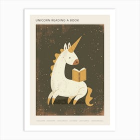 Unicorn Reading A Book Muted Pastels 2 Poster Art Print