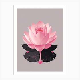 A Pink Lotus In Minimalist Style Vertical Composition 33 Art Print