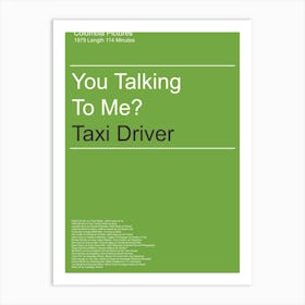 Taxi Driver, 1979, Minimal, Movie, Art, Wall Print Art Print