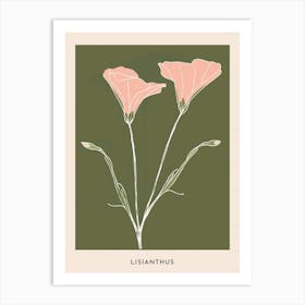 Pink & Green Lisianthus 1 Flower Poster Art Print