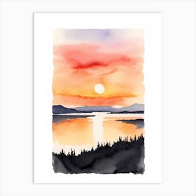 Minimalist Sunset Watercolor Painting (20) Art Print